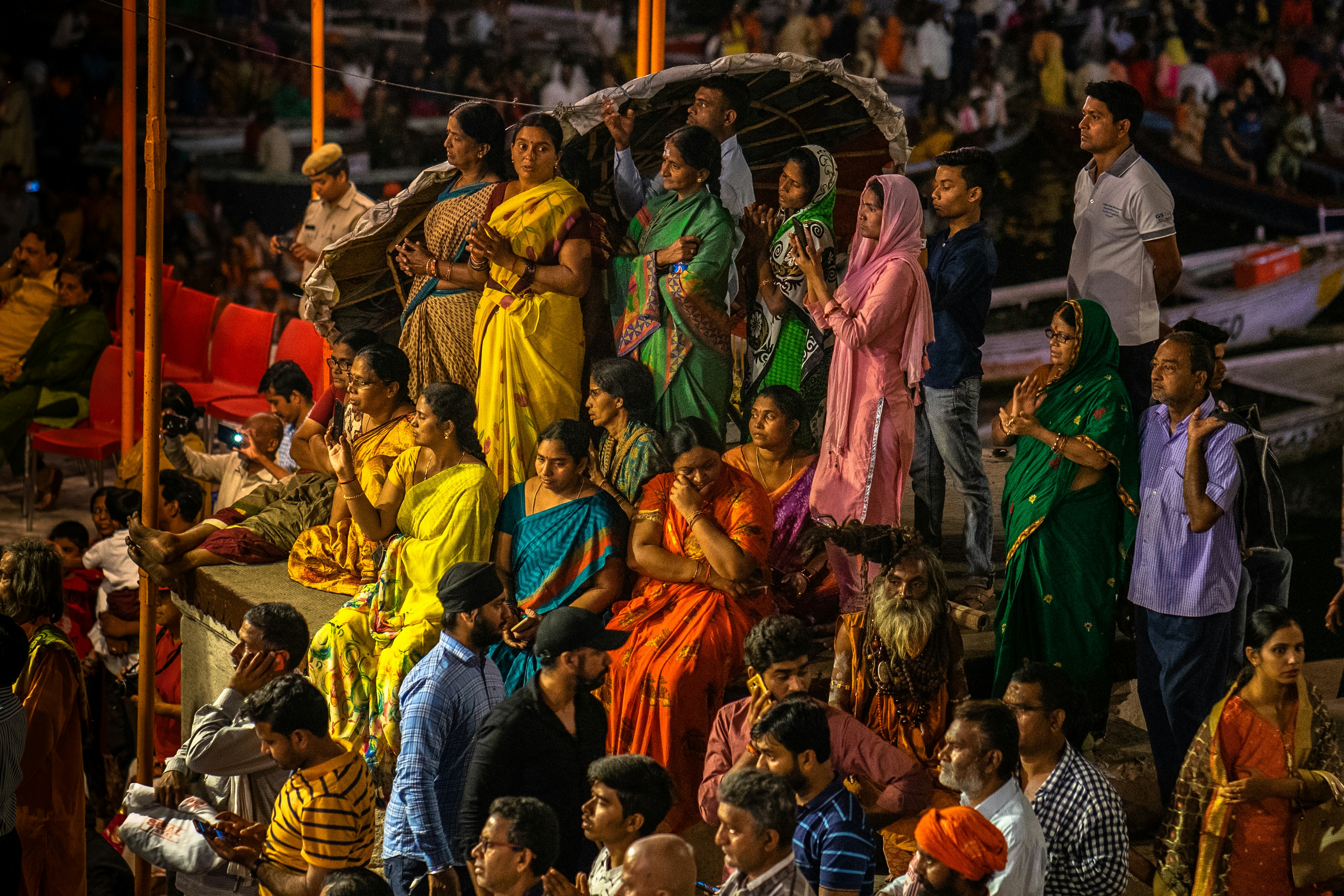 A crowd observing one of holy events at the city of Kashi